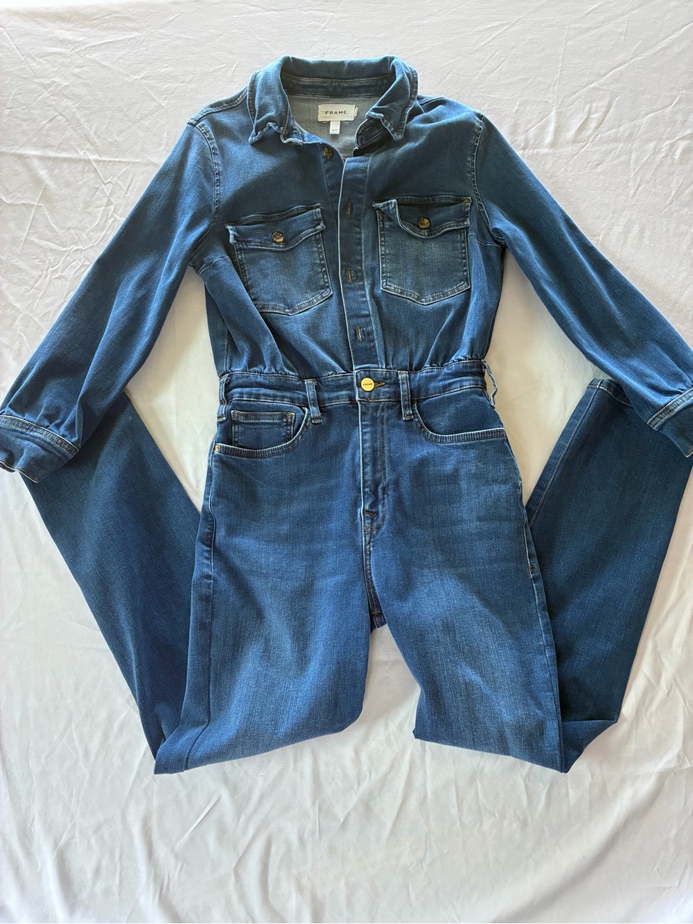 Frame Denim Deep Indigo Denim Jumpsuit Overalls